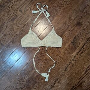 Altar'd State Cream Crochet Bikini Top